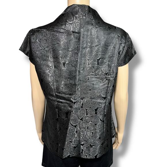 Laogudai Womens Blouse Top Chinese Traditional Satin Shirt Black Floral XXL - Picture 4 of 7